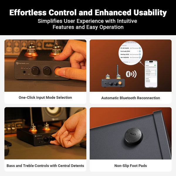 Fosi Audio GR40 – DAC à Tube HiFi avec Amplificateur Casque et Préampli – Décodage USB/Optique/Coaxial Haute Résolution