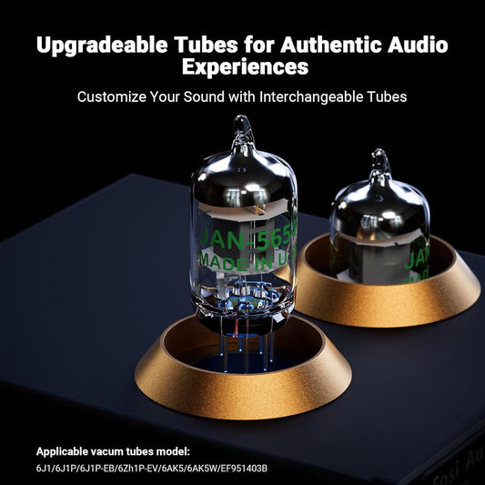 Fosi Audio Box X2 Préamplificateur Phono HiFi à Tubes pour Platine MM avec Bouton Multifonction, Gain Réglable, Entrée AUX 3,5 mm et Sortie RCA