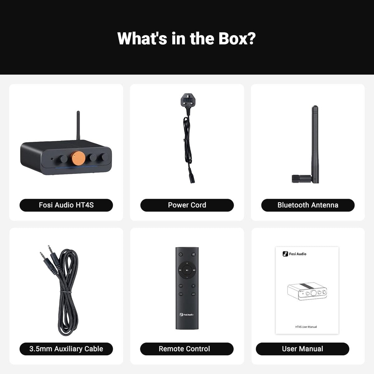 Fosi Audio HT4S Amplificateur de Puissance Bluetooth 4.1/5.0 – 4 Canaux