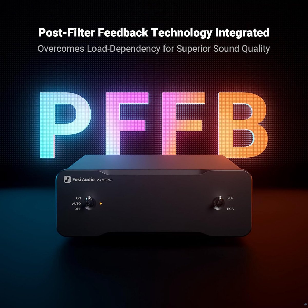 Fosi Audio V3 Amplificateur de Puissance Mono Classe D – 240W – Entrées RCA/XLR Équilibrées – Alimentation 48V 5A Incluse