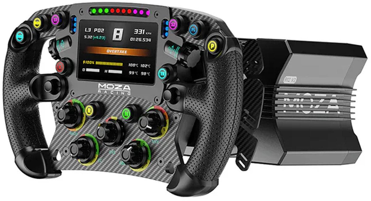 MOZA R12 V2 + FSR2 + MBooster – Base Direct Drive 12 Nm, Volant GT et Pédalier – PC