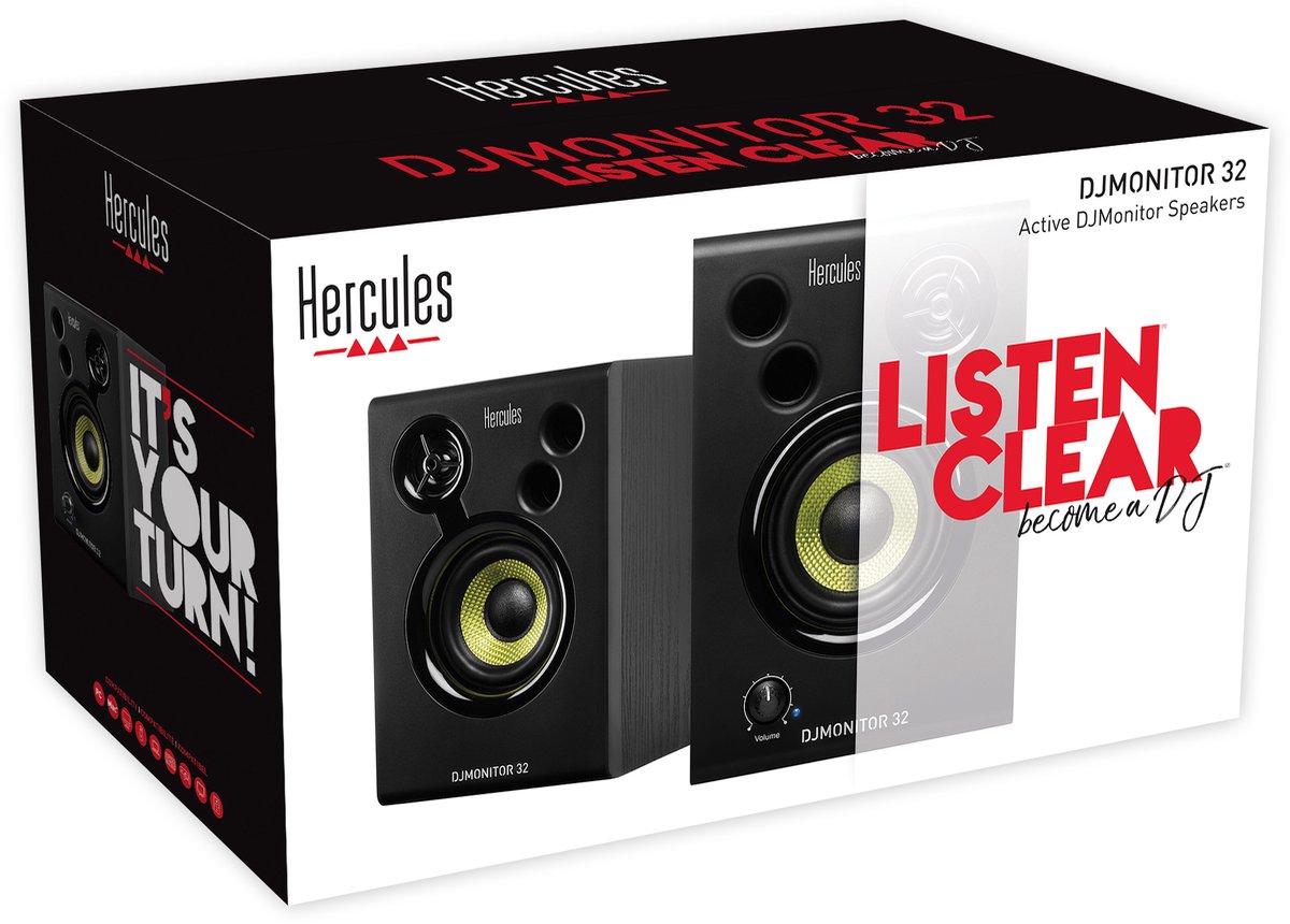 Hercules DJMonitor 32 + HDP DJ45 – Enceintes DJ 2x15W + Casque DJ – Noir