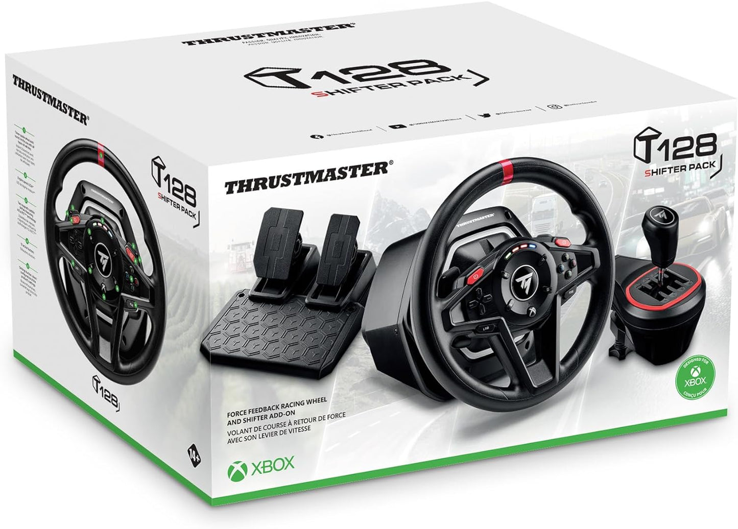 Thrustmaster T128-X + TH8S Shifter - Volant de course avec pédales - Force Feedback - avec levier de vitesse - Xbox Series et PC