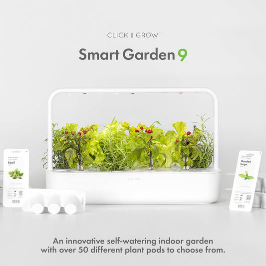Click & Grow Smart Garden 9, Beige - Potager d’intérieur intelligent avec éclairage LED