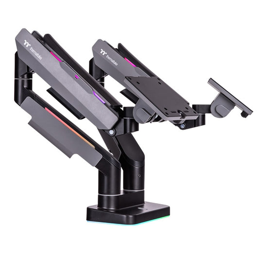 Thermaltake Dual RGB Gaming Monitor Arm – Bras double gaz avec éclairage RGB – Support pour 2 écrans 17″-35″ – Noir