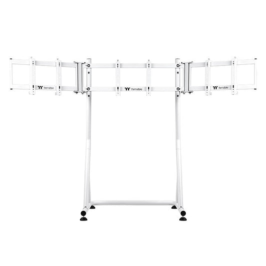 Thermaltake Triple Racing Monitor Stand – Support triple écrans – Structure en acier réglable – Compatible 32″ à 55″ – Blanc