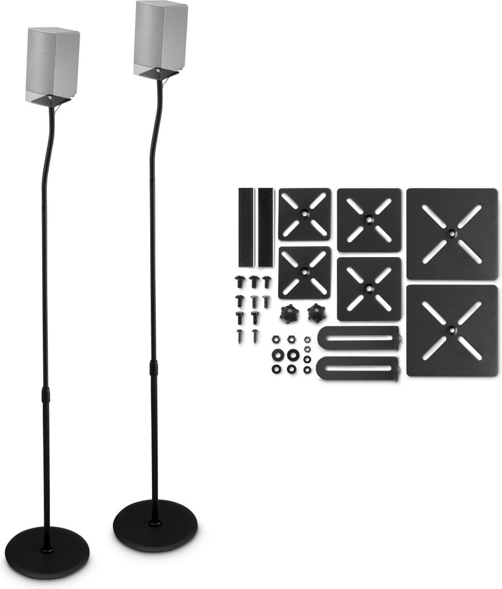 Hama Support de Haut-Parleur Réglable en Hauteur – Universel – Avec Goulotte de Câble