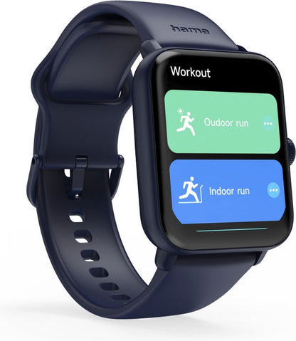 Hama Smartwatch 6010 – Montre connectée GPS avec fonction téléphone, écran TFT 44 mm, étanche, bleu