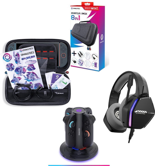Oniverse Nintendo Switch 2 Bundle Gaming Complet – Casque Nebula + Pack 8-en-1 + Station de Charge
