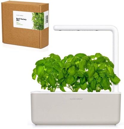 Click & Grow Smart Garden 3 Beige + Recharge Mix de Basilics (9 Capsules)