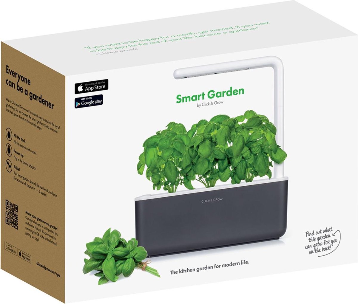 Click & Grow Smart Garden 3, Gris foncé – Jardin d’intérieur intelligent compact avec LED