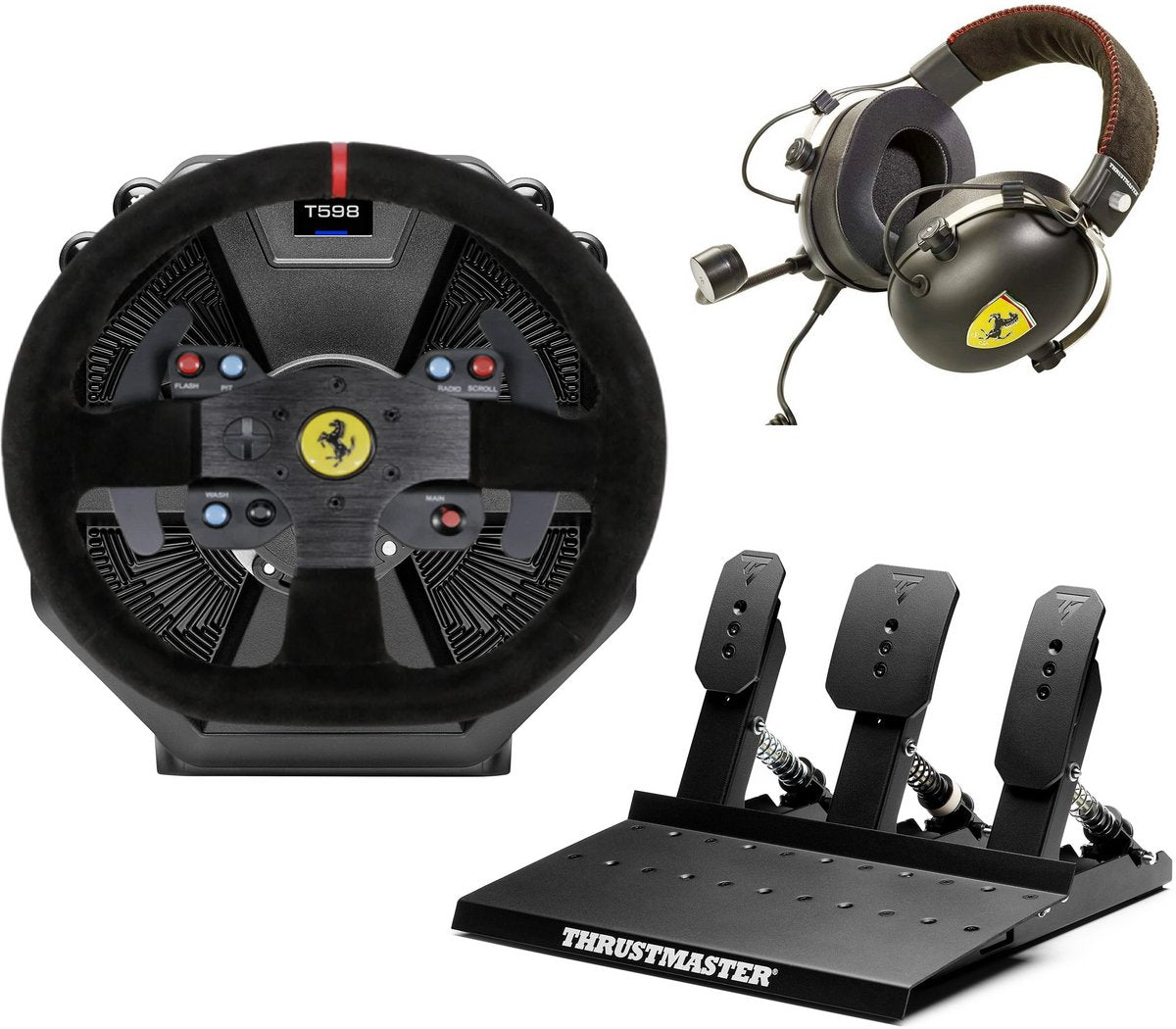 Thrustmaster Sim Racing Bundle T598 Direct Drive + Volant F599XX + Pédales Raceline III