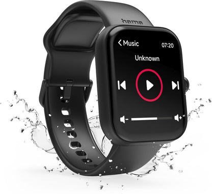 Hama Montre Connectée "5000" avec Téléphone, Analyse du Sommeil, Étanche – Noir – 47 mm