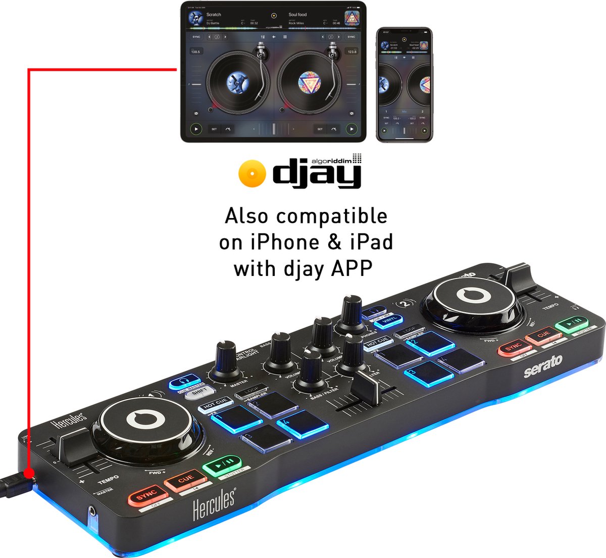 Hercules - DJControl Starlight – Contrôleur DJ USB portatif