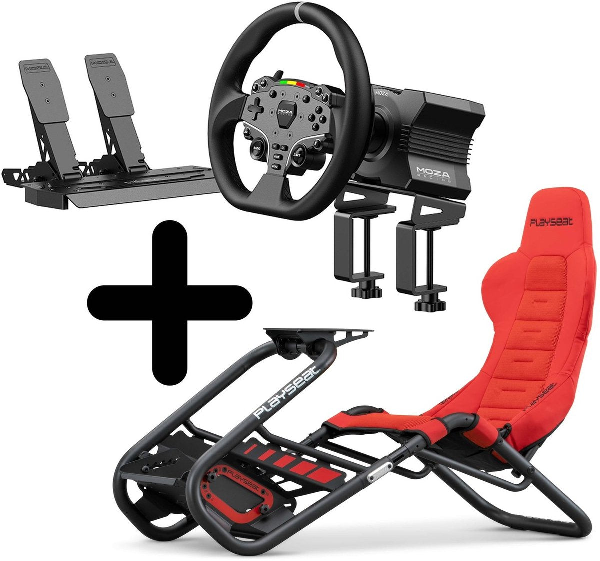 Moza Racing R5 Set + Playseat Trophy Rouge + Adaptateur – Simulateur de course – PC