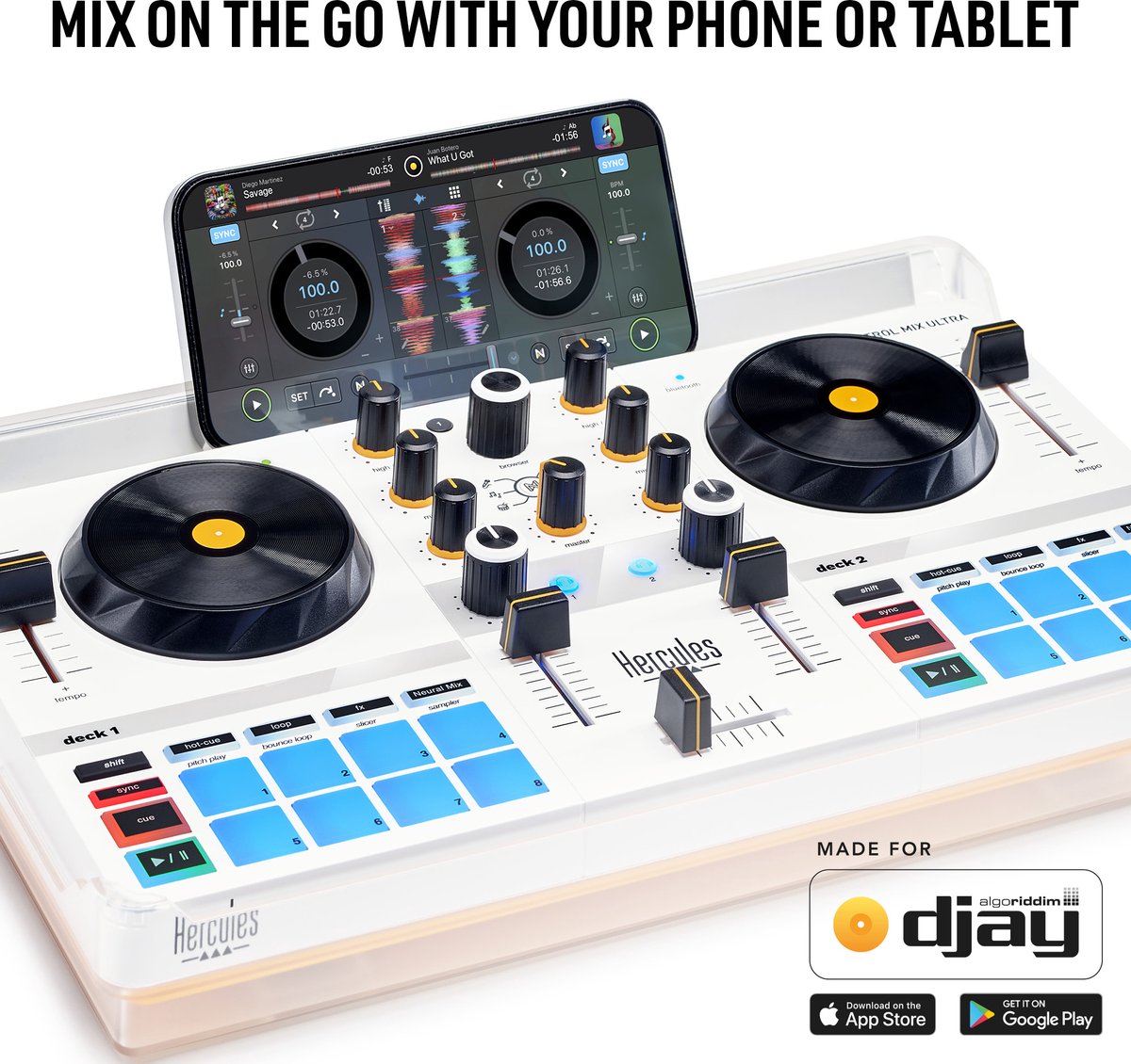 Hercules DJControl Mix Ultra – Contrôleur DJ mobile pour smartphones (iOS/Android)
