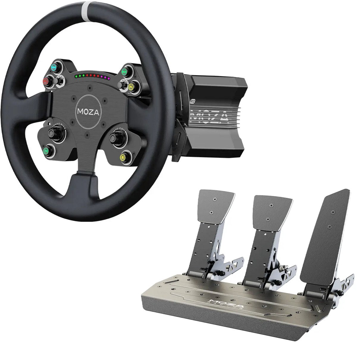 Moza Racing Bundle – R12 V2 Base + Volant CS V2P + Pédales SR-P