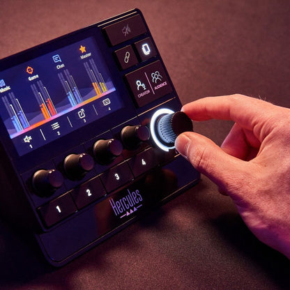 Hercules Stream Essentials Kit – Ensemble de streaming professionnel avec contrôleur Stream 200 XLR, micro HXD-700 XLR et 3 mois d'abonnement Voicemod Pro