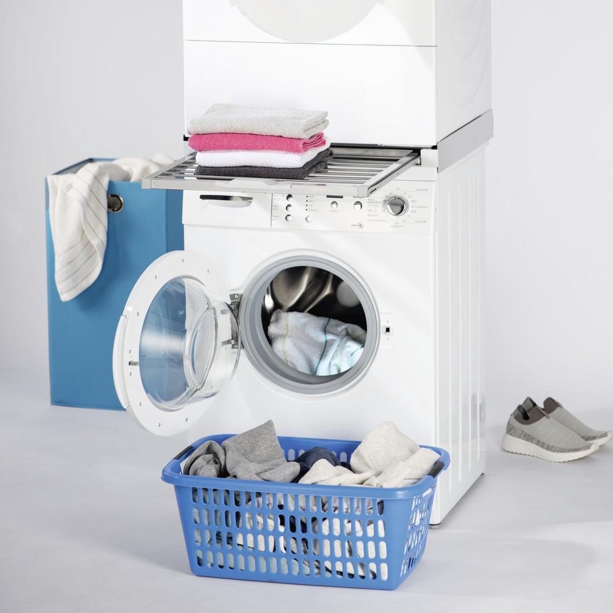 Xavax Kit de Superposition pour Lave-linge/Sèche-linge avec Étendoir Intégré