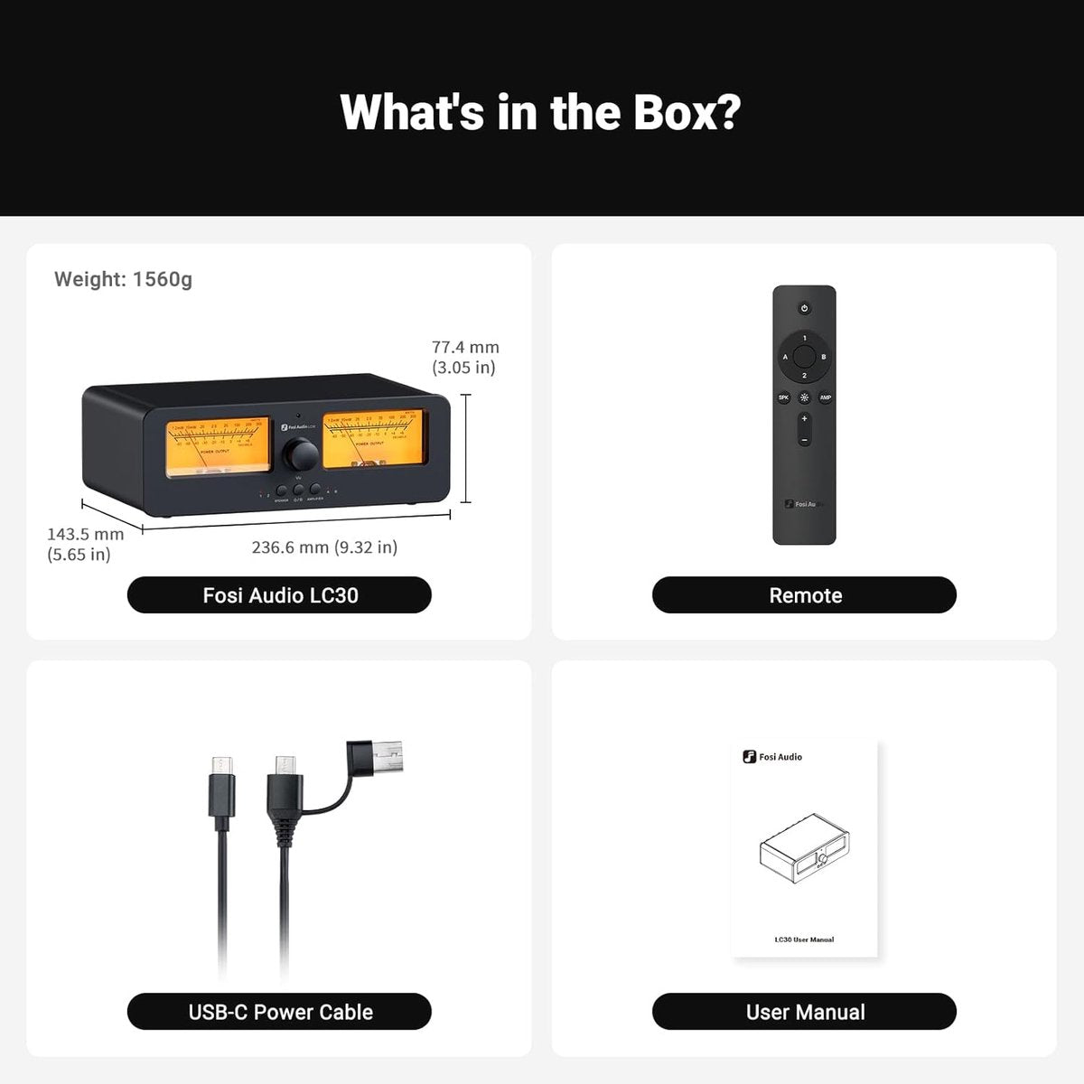 Fosi Audio LC30 Boîtier Sélecteur Audio Analogique 2 Voies avec VU-Mètre – Pour Amplificateurs HiFi et Haut-Parleurs Passifs