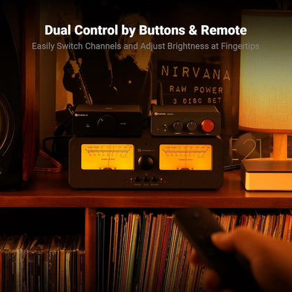 Fosi Audio LC30 Boîtier Sélecteur Audio Analogique 2 Voies avec VU-Mètre – Pour Amplificateurs HiFi et Haut-Parleurs Passifs