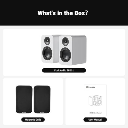 Fosi Audio SP601 - Passive Bookshelf Speakers - 2-Way HiFi Speakers