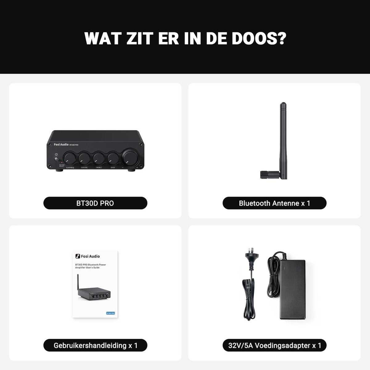 Fosi Audio BT30D Pro Récepteur Amplificateur Stéréo HiFi Bluetooth 5.0 – 2.1 Canaux – TPA3255 – 2 × 165 W + 350 W Subwoofer