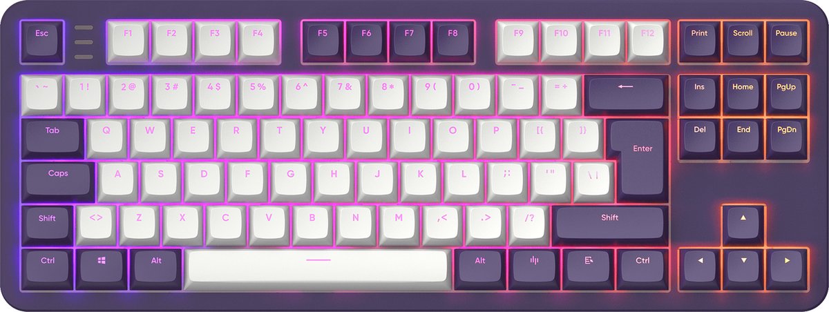 Dark Project ALU87A – Clavier gaming mécanique ISO (DE) – Violet/Blanc