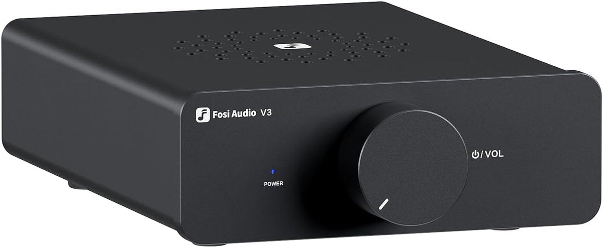 Fosi Audio V3 Amplificateur Stéréo HiFi 300W Classe D – Conception Compacte avec Dissipation Thermique Avancée – Alimentation 48V 5A Incluse
