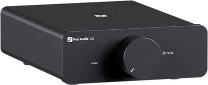 Fosi Audio V3 Amplificateur Stéréo HiFi 300W Classe D – Conception Compacte avec Dissipation Thermique Avancée – Alimentation 48V 5A Incluse