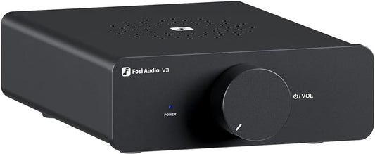 Fosi Audio V3 Amplificateur Stéréo HiFi 300W Classe D – Conception Compacte avec Dissipation Thermique Avancée – Alimentation 48V 5A Incluse