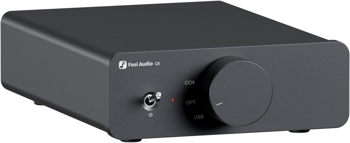 Fosi Audio Q6 DAC de Bureau Mini – Convertisseur Audio Numérique vers Analogique USB-C – Entrée OPT/COA – Sortie RCA + Sub – Hi-Res 32bit/768kHz