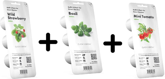 Click & Grow Recharge Mix – Fraise, Basilic, Tomate – 3 Capsules pour Jardin Intelligent