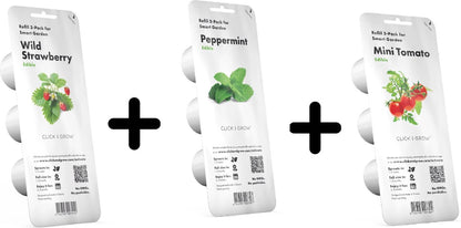 Click & Grow Recharge Mix – Fraise, Menthe, Tomate – 3 Capsules pour Jardin Intelligent