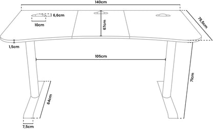 Arozzi Arena Medium - Bureau de jeu - Format moyen - Pure Black