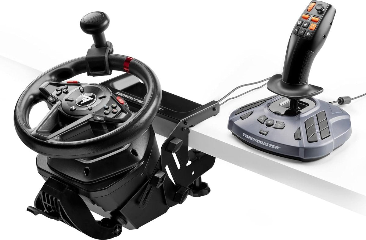 Thrustmaster T128 SimTask Pack – Volant de course + FarmStick – Ensemble complet avec support pour simulateurs agricoles – PC