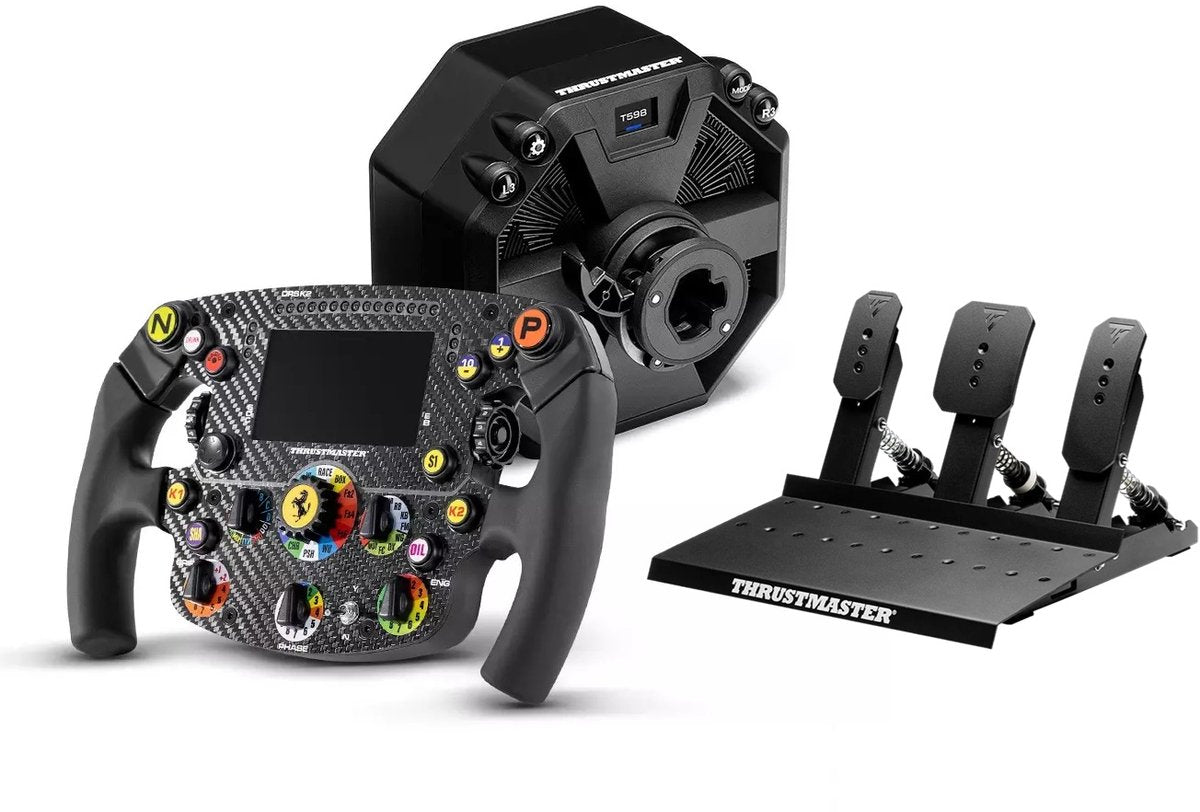 Thrustmaster Sim Racing Bundle PlayStation & PC – Base Direct Drive T598 + Volant Ferrari SF1000 + Raceline Pedals III – PS5/PS4/PC