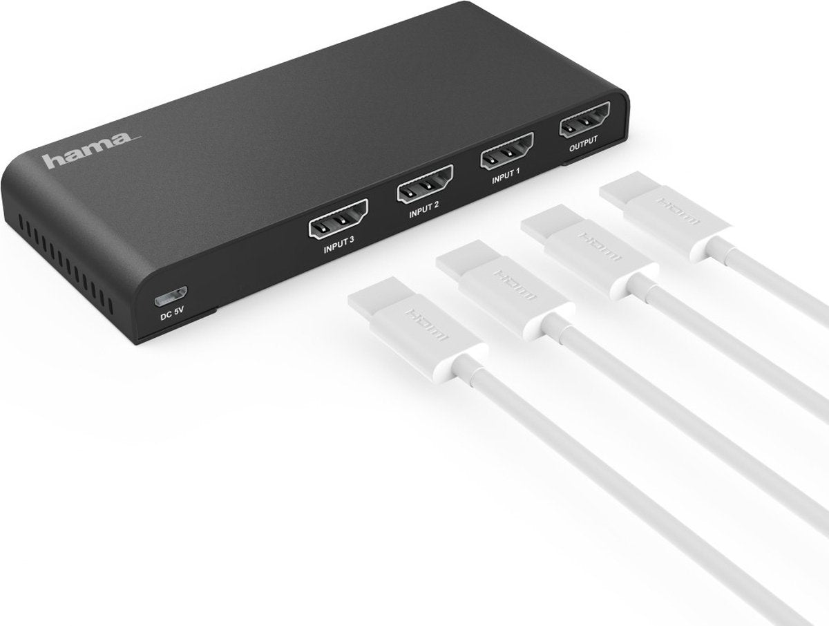 Hama Répartiteur HDMI™ 4K – 3 Entrées, 1 Sortie
