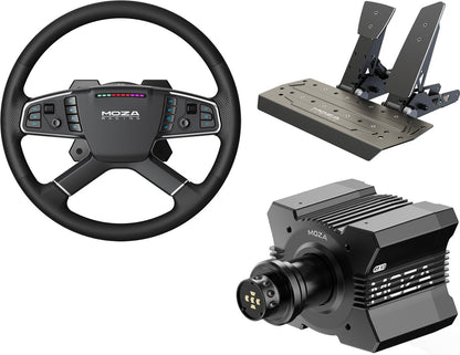 Moza Racing R9 V3 Bundle – Truck Wheel TSW + Pédales SR-P + Truck Clamp – Sim Trucking Set