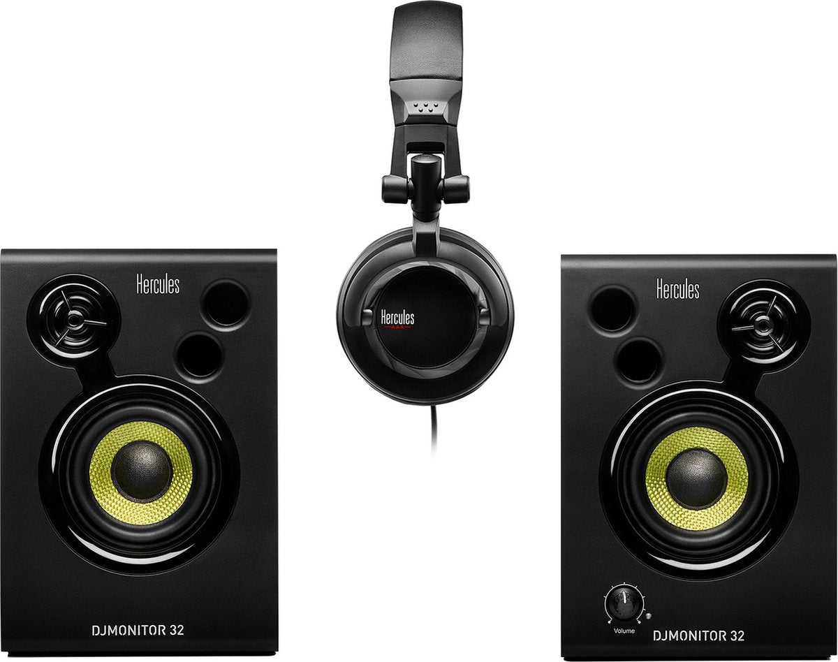 Hercules DJMonitor 32 + HDP DJ45 – Enceintes DJ 2x15W + Casque DJ – Noir