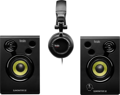 Hercules DJMonitor 32 + HDP DJ45 – Enceintes DJ 2x15W + Casque DJ – Noir
