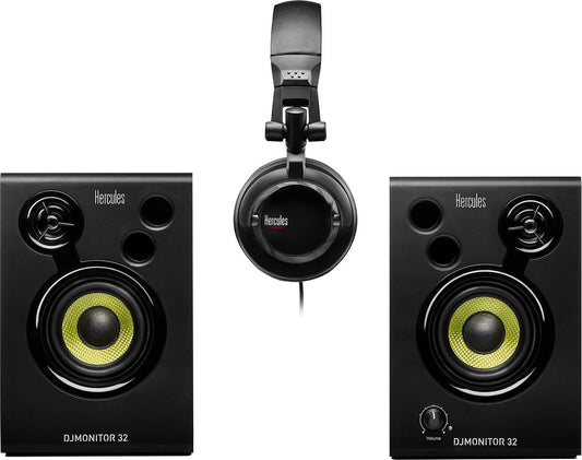 Hercules DJMonitor 32 + HDP DJ45 – Enceintes DJ 2x15W + Casque DJ – Noir