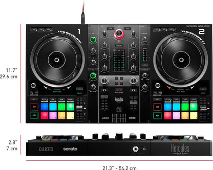 Hercules DJ Control Inpulse 500 – Contrôleur DJ USB 2 voies + Casque HDP DJ45