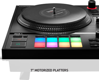 Hercules DJControl Inpulse T7, contrôleur DJ motorisé noir avec deux platines