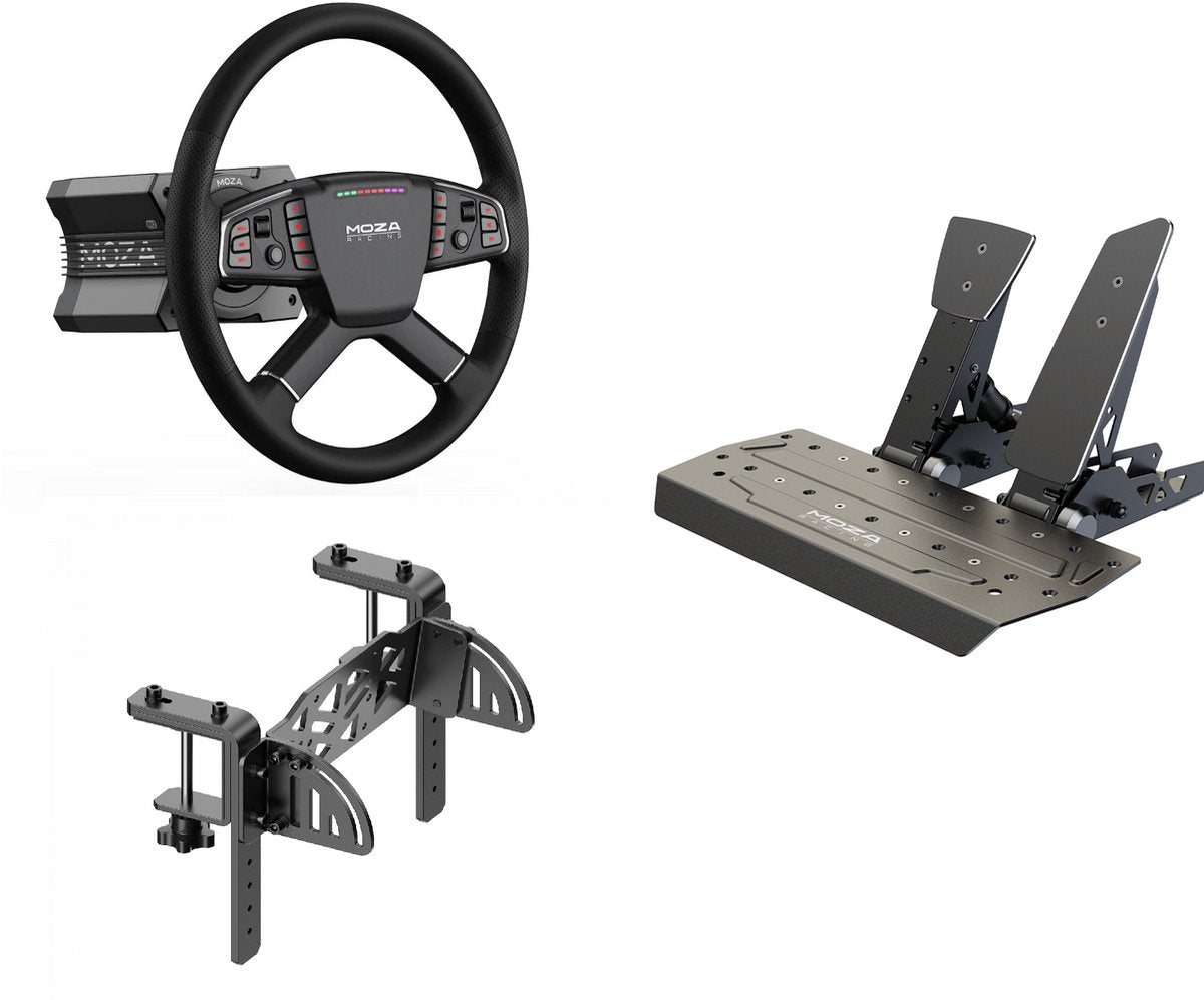 Moza Racing R9 V3 Bundle – Truck Wheel TSW + Pédales SR-P + Truck Clamp – Sim Trucking Set