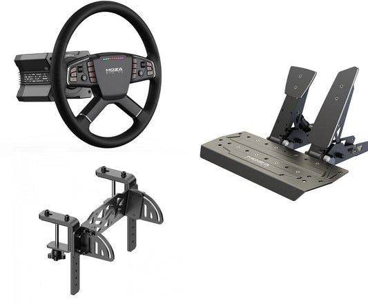 Moza Racing R9 V3 Bundle – Truck Wheel TSW + Pédales SR-P + Truck Clamp – Sim Trucking Set