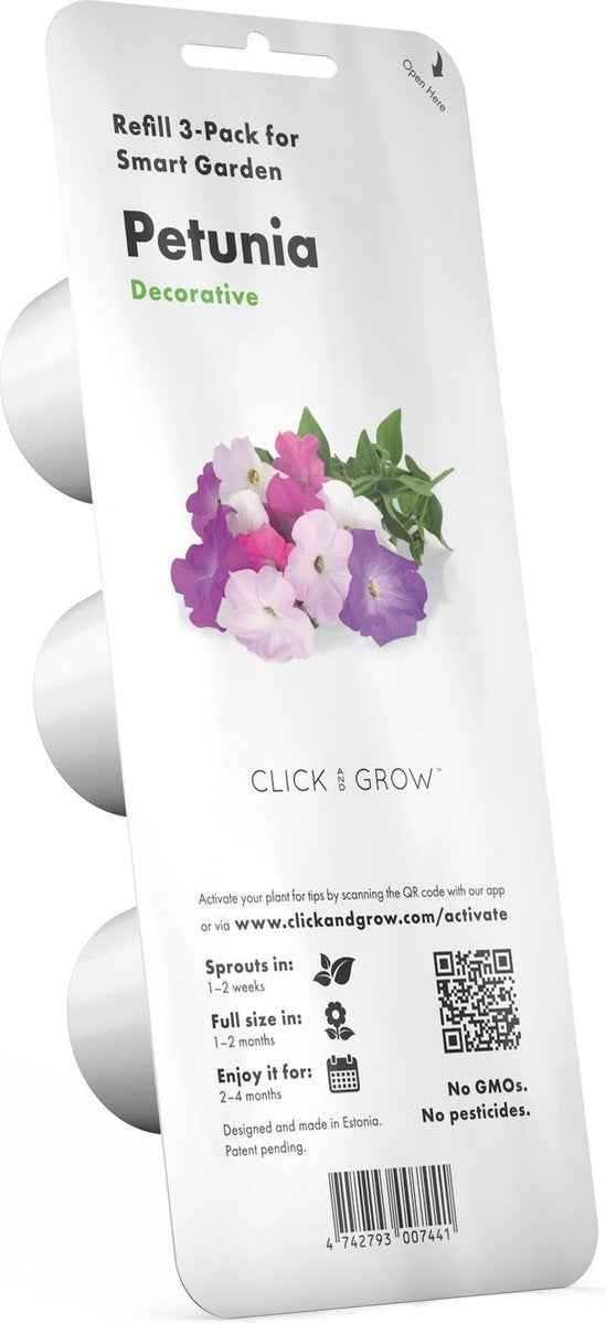 Click & Grow Pétunia / 3-pack – Capsules de pétunias décoratifs pour jardin d’intérieur intelligent