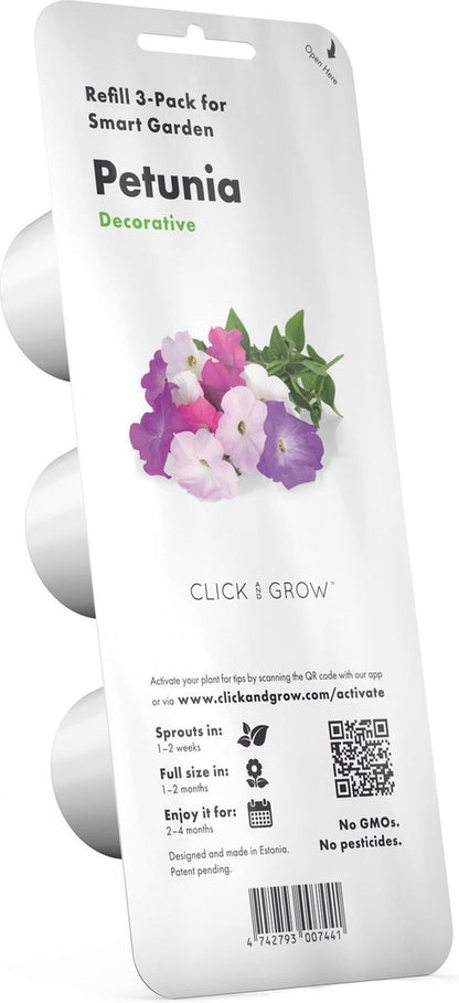 Click & Grow Pétunia / 3-pack – Capsules de pétunias décoratifs pour jardin d’intérieur intelligent