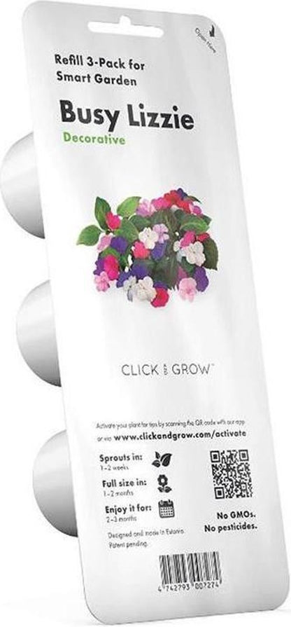 Click & Grow Impatiens (Busy Lizzie) / 3-pack – Capsules de fleurs décoratives pour jardin d’intérieur