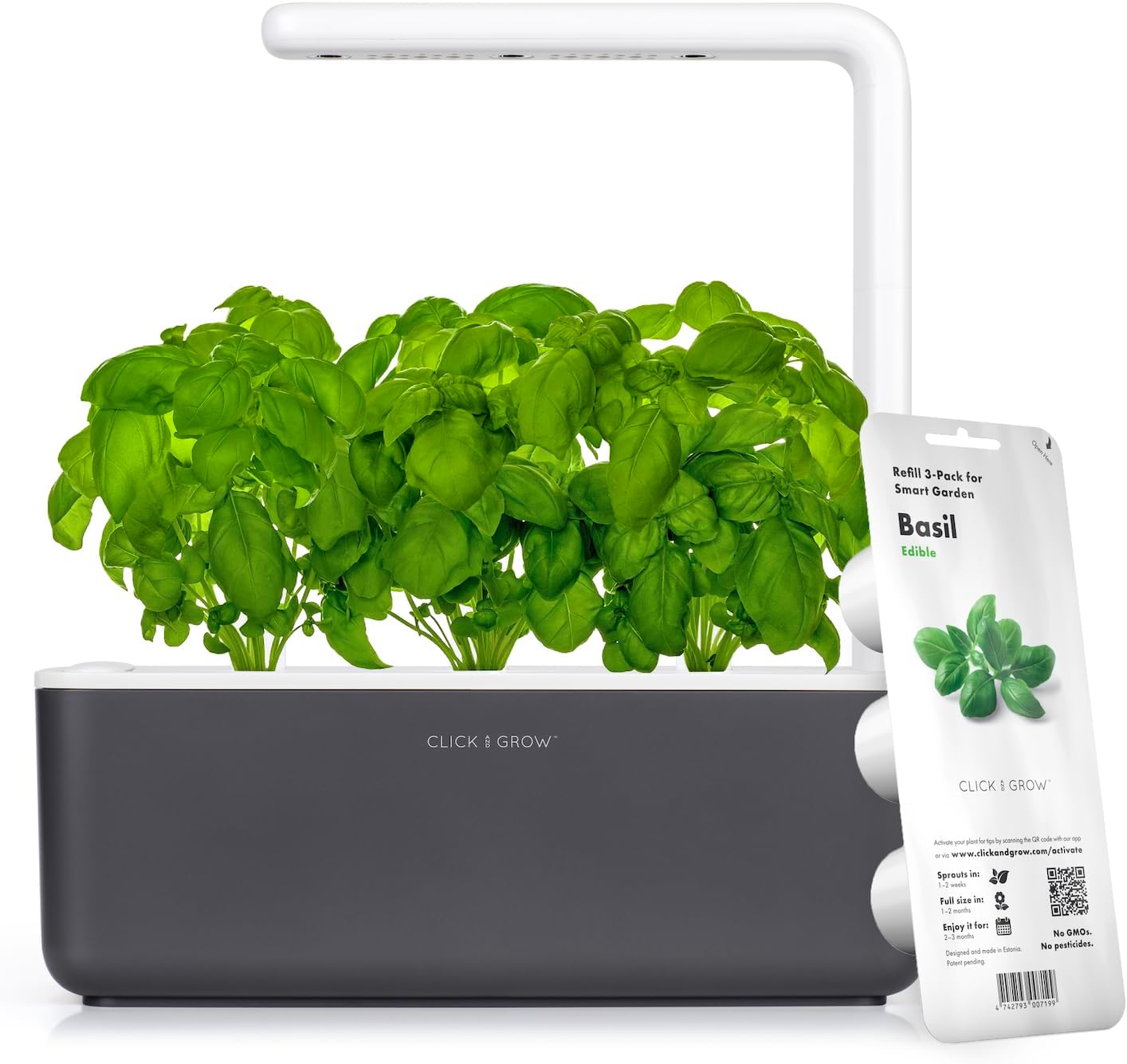 Click & Grow Smart Garden 3, Gris foncé – Jardin d’intérieur intelligent compact avec LED